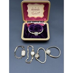 Lot 5 Vintage Watches Bulova Benrus, Elgin. Gold Filled